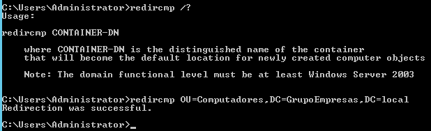 Active Directory - Usando o comando redircmp